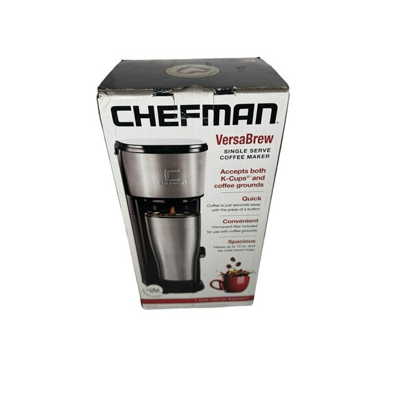 Single Serve Coffee Maker: K-Cup & Ground Compatible Single Cup Black- Chefman - Picture 12 of 12
